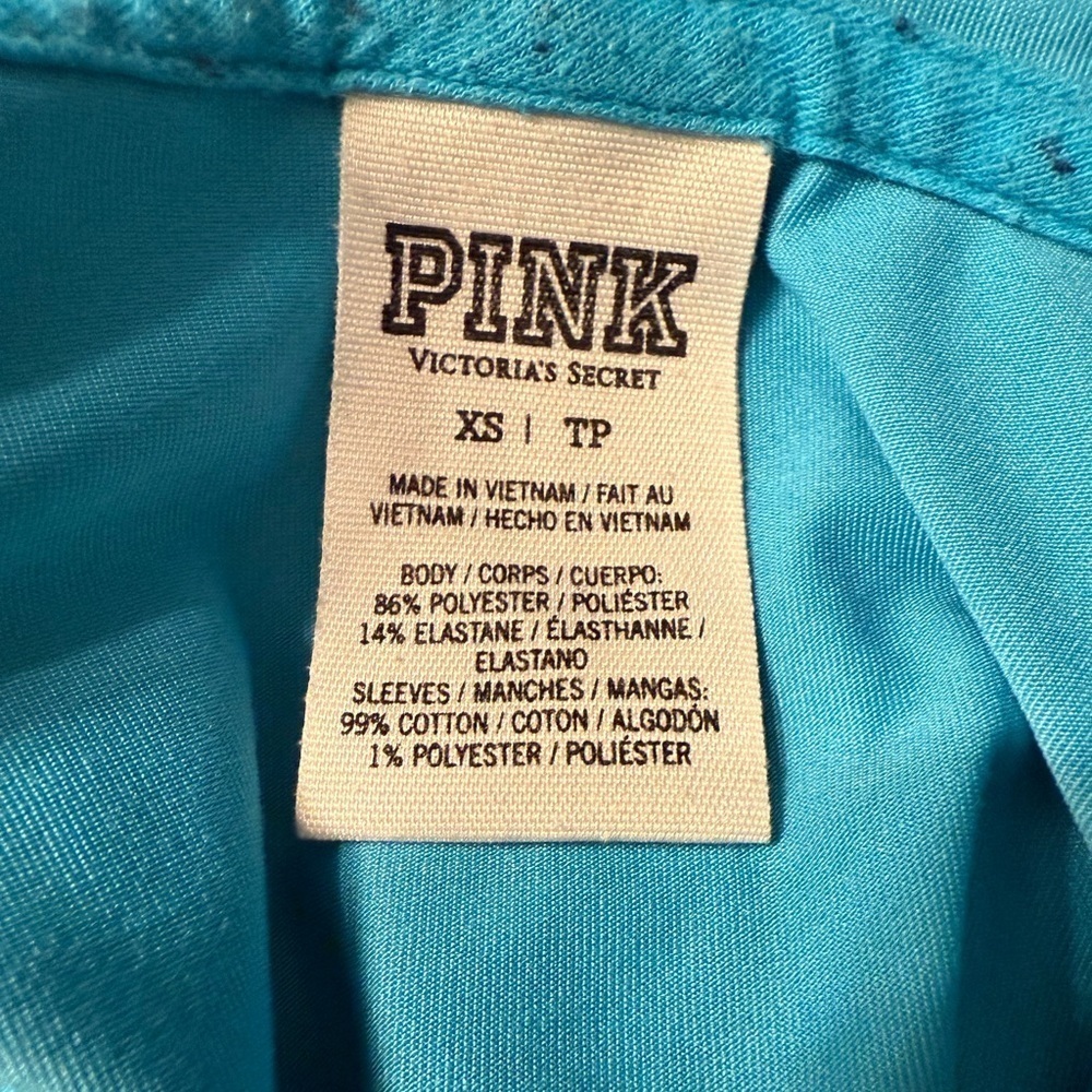 Victoria Secret PINK Women’s blue long sleeve hooded pullover top Size XS - Picture 8 of 9